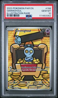 2023 POKEMON PAR EN-PARADOX RIFT ILLUSTRATION RARE #198 GIMMIGHOUL PSA 10 - Image 1