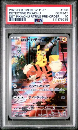 2023 POKEMON JAPANESE SV-P PROMO #098 DETECTIVE PIKACHU PSA 10 - Image 1