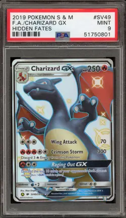 Pokemon Charizard GX Hidden Fates Full Art #SV49 PSA 9 Mint - Image 1