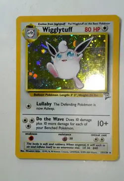 Pokemon TCG Wigglytuff Base Set 2 Holo SWIRL Unlimited Rare 19/130 LP Condition - Image 2