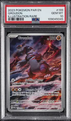 2023 POKEMON PAR EN-PARADOX RIFT ILLUSTRATION RARE #199 GROUDON PSA 10 - Image 1