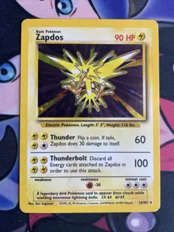 Pokemon TCG 1999 - Zapdos Base Set Holo Rare 16/102 MP - Image 1