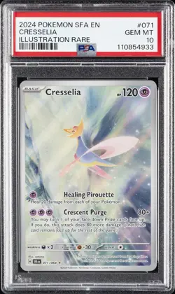 2024 POKEMON SFA EN-SHROUDED FABLE ILLUSTRATION RARE #071 CRESSELIA PSA 10 - Image 1