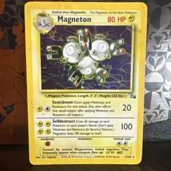 Magneton 11/62 Fossil Holo Wotc Pokemon Card Played - Image 1
