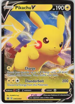 Pikachu V Promo SWSH: Sword & Shield Promo Cards SWSH061 LP-NM - Image 1