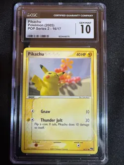 CGC 10 Pikachu 2005 POP Series 2 16/17 Graded Pokemon Card - Image 1
