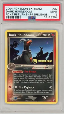 PSA 9 2004 Pokemon Team Rocket Returns Dark Houndoom PRERELEASE 37/109 - Image 1