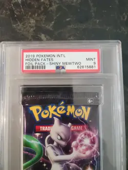 2019 Pokemon Hidden Fates Mewtwo Booster Foil Pack PSA Mint 9 - Image 2