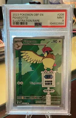 Pokemon Pidgeotto 208 Illustration Rare PSA 9 Mint 2023 Pokemon Obsidian Flames - Image 1