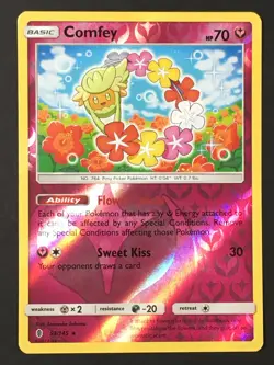 Pokemon TCG Comfey 93/145 SM Guardians Rising Reverse Holo Rare NM - Image 1