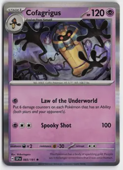 Pokemon Cofagrigus 083/191 Holo Rare SV08: Surging Sparks NM - Image 1