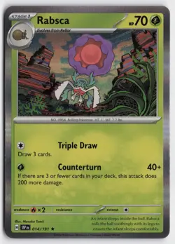 Pokemon Rabsca 014/191 Holo Rare SV08: Surging Sparks NM - Image 1