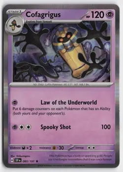 Pokemon Cofagrigus 083/191 Holo Rare SV08: Surging Sparks NM - Image 1