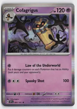 Pokemon Cofagrigus 083/191 Holo Rare SV08: Surging Sparks NM - Image 1