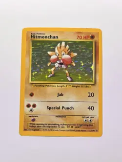 Hitmonchan 7/102 - Base Set - HOLO RARE - VINTAGE WOTC POKEMON CARD - LP - Image 1