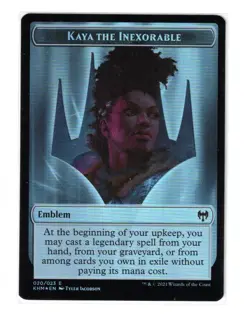 MTG - NM FOIL - Kaya the Inexorable Emblem 20 / Human Warrior 3 - Kaldheim - Image 1