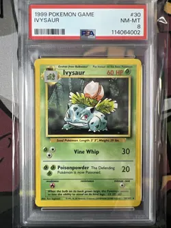 1999 POKEMON #30 IVYSAUR BASE SET UNLIMITED NM-MT PSA 8 - Image 1