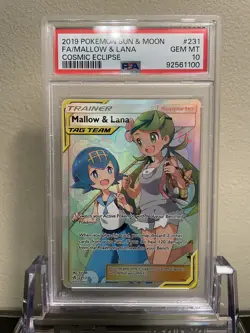 PSA 10 Mallow & Lana 231/236 Cosmic Eclipse Pokemon Card Full Art Holo GEM MINT - Image 1
