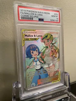 PSA 10 Mallow & Lana 231/236 Cosmic Eclipse Pokemon Card Full Art Holo GEM MINT - Image 2