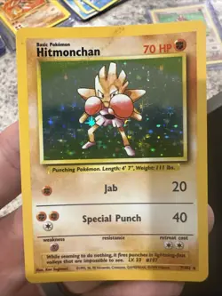 Hitmonchan 7/102- Base Set WOTC Rare Holo Pokemon TCG Card - Image 1