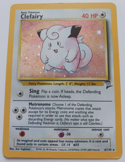 Clefairy Pokemon Card Holo WOTC Base Set 2 6/130 Rare Original 2000 Vintage LP - Image 1