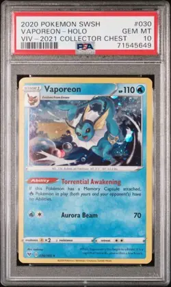 2020 Pokemon Vivid Voltage Vaporeon Chest Holo #030/185 PSA 10 - Image 1