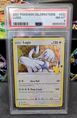 2021 POKEMON CELEBRATIONS #022 LUGIA PSA 8 NM-MT - Image 1