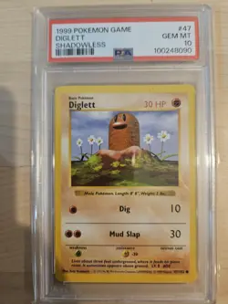 PSA 10 Pokemon TCG Diglett Shadowless Base Set 47/102 - Image 1