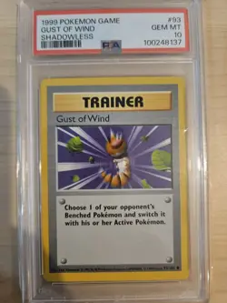 PSA 10 Pokemon TCG Gust of Wind Base Set 93/102 Shadowless - Image 1