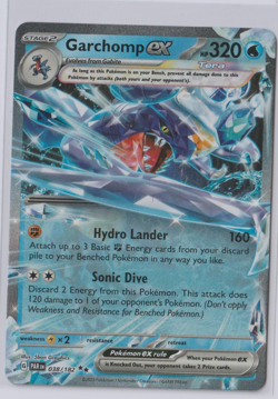 Pokemon TCG Garchomp EX 038/182 Paradox Rift Holo Ultra Rare Card - Image 1