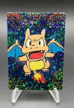 PokeDoodly Charizard - 1st Edition - Full Art Holo Rare Card - Fan Art - Image 1