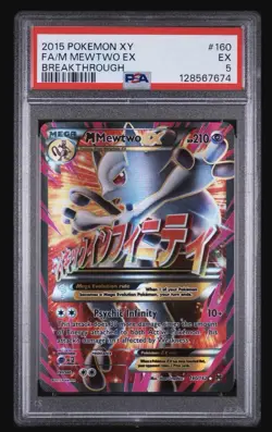 Pokemon Mega-Mewtwo-EX TCG Full Art Holo Card Breakthrough 160/162 PSA 5 - Image 1