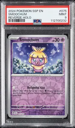 2024 POKEMON SSP EN-SURGING SPARKS REVERSE HOLO #075 SMOOCHUM PSA 9 - Image 1