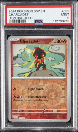 2024 POKEMON SSP EN-SURGING SPARKS REVERSE HOLO #033 CHARCADET PSA 9 - Image 1