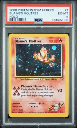 2000 POKEMON GYM HEROES HOLO #1 BLAINE'S MOLTRES PSA 6 - Image 1