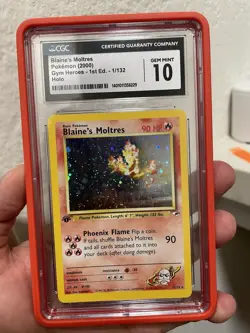 2000 POKEMON GYM HEROES 1ST EDITION HOLO #1 BLAINE'S MOLTRES CGC 10 GEM MINT - Image 1