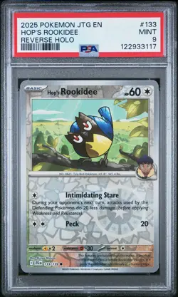 2025 POKEMON JTG EN-JOURNEY TOGETHER REVERSE HOLO #133 HOP'S ROOKIDEE PSA 9 - Image 1