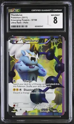 CGC 8 Thundurus 2011 Emerging Powers 97/98 Ultra Rare Holo Pokemon Card - Image 1