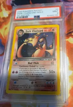 PSA 9 MINT 1st Edition Dark Charizard 4/82 Team Rocket Pokemon Graded Card - Image 1
