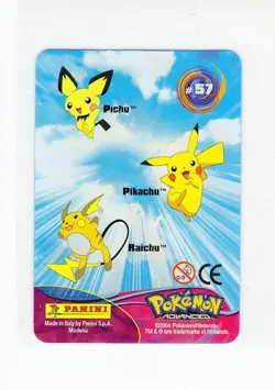 1x Pokemon Advanced Pikachu Pichu Raichu #57 Panini Card Italy Lenticular (LB3) - Image 2