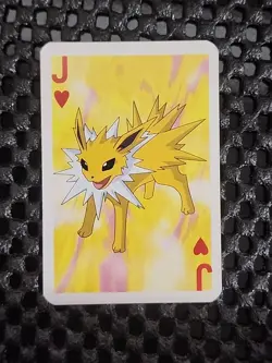 Jolteon Pokemon 1999 Mini Deck Playing Cards 2.5x1.75in Jack Of Hearts Red - Image 1