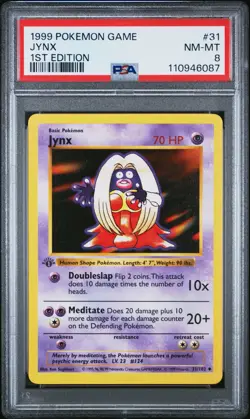 1999 POKEMON BASE SET 1ST EDITION #31 JYNX PSA 8 - Image 1