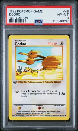 1999 POKEMON BASE SET 1ST EDITION #48 DODUO PSA 8 - Image 1