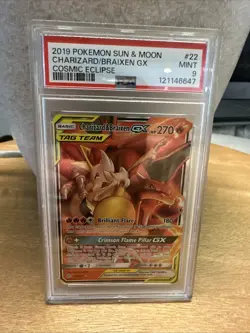 Pokemon TCG Charizard & Braixen GX Holo Ultra Rare Cosmic Eclipse 22/236 Psa 9 - Image 1