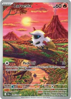 2025 Larvesta IR 099/086 Sv: Black Bolt English PACK FRESH NM Pokemon TCG - Image 1