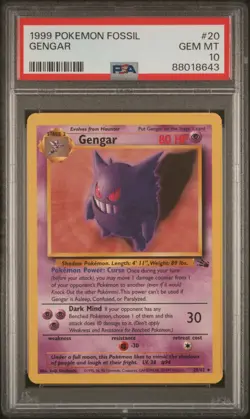 1999 POKEMON FOSSIL #20 GENGAR PSA 10 - Image 1