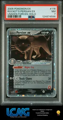 2005 Pokemon Ex Unseen Forces #116 Rocket's Persian Ex Holo PSA 7 B2R - Image 1