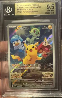 BGS 9.5 Gem Mint Pikachu 001/SV-P Scarlet Violet 2022 Japanese Promo Pokemon - Image 1