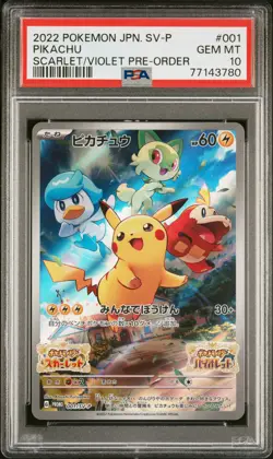 2022 POKEMON JAPANESE SV PROMO SCARLET & VIOLET PRE-ORDER #001 PIKACHU PSA 10 - Image 1