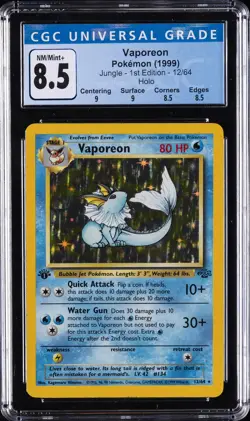 1999 POKEMON JUNGLE 1ST EDITION #12 VAPOREON-HOLO CGC 8.5 - Image 1
